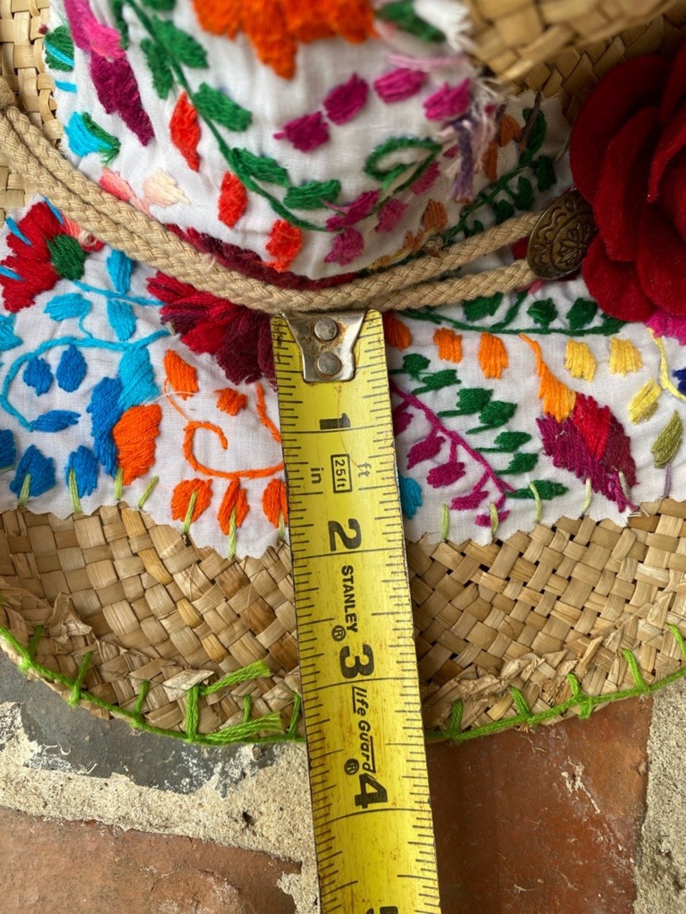 Gaudy Chic Straw Cowboy Hat embellished with Mexican dress Embroidery - Picture 15 of 15